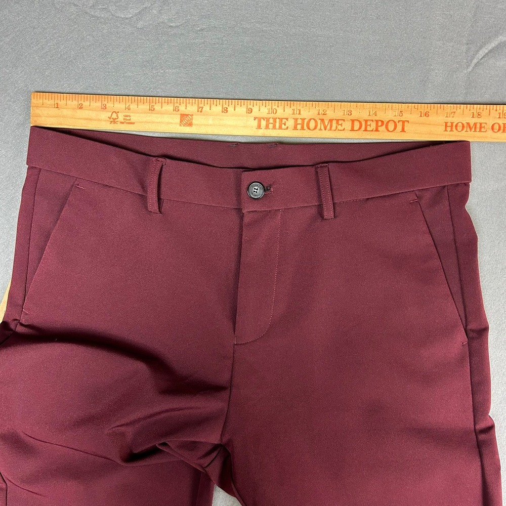 Plaid&Plain Dress Pants Skinny Fit Mens 34x26 Burgundy 6101# - Picture 7 of 12